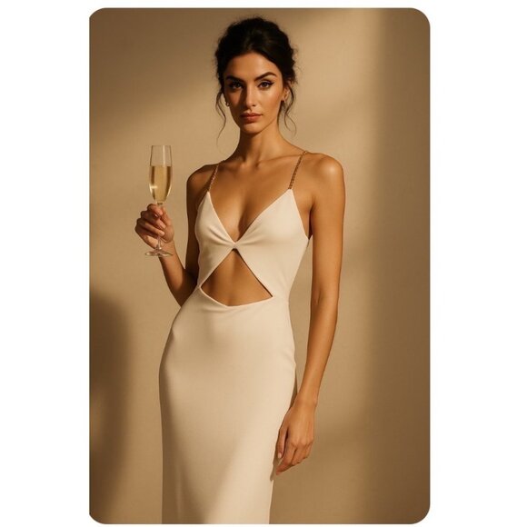 Alice + Olivia Valli Off-White Cut-Out Maxi Dress Size 6, Elegant & Rare - Picture 1 of 16